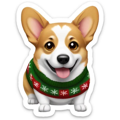 Welsh corgi wearing christmas Sweater  sticker