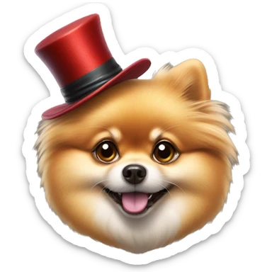 Pomeranian lulu with a magician's hat on his head sticker