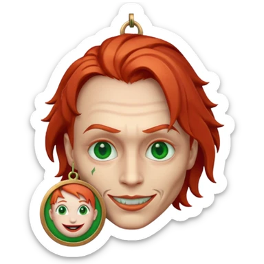 joker emoji with a bronze emoji medal pendant under the face sticker
