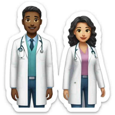 Young Neurologist and gynecologist in love sticker