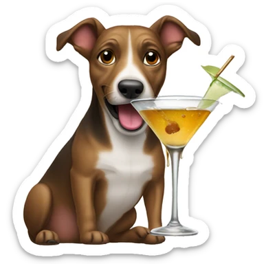 dog drinking martini sticker
