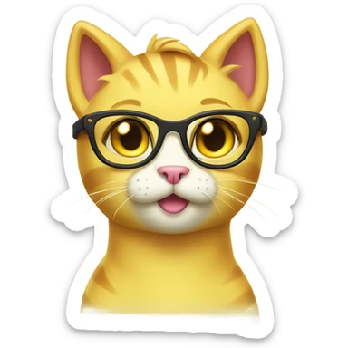 Yellow cat my little pony with glasses  sticker