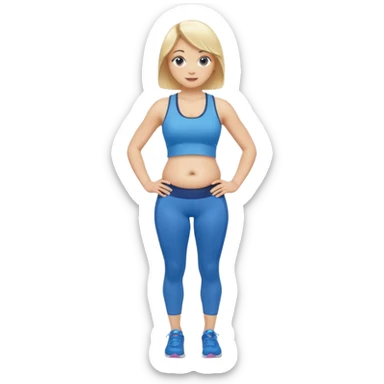 Woman blonde hair tank top blue leggings rounder belly holding a pump  sticker