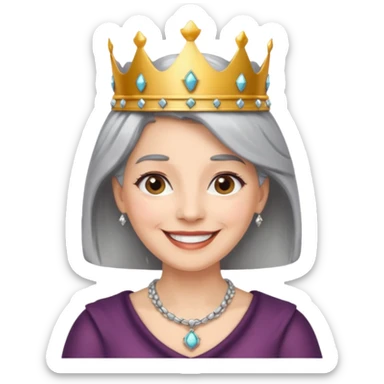 gray hair ladies with necklace and crown sticker