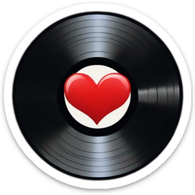 red heart shaped vinyl record sticker