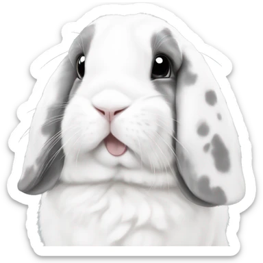 white holland lop with grey spots sticker