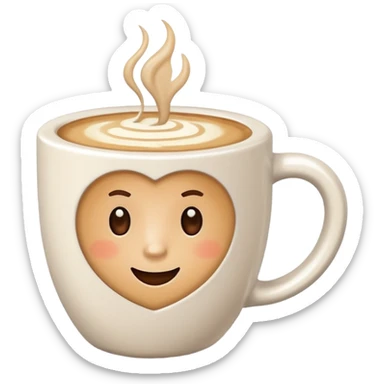 White coffee mug with latte sticker