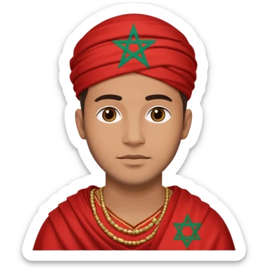 Un homme avk le drapeau Du Maroc sur le dos sticker