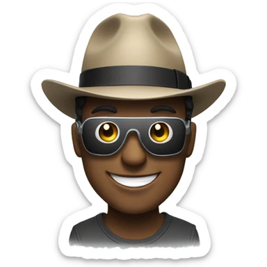 happy with a fedora and vr headset sticker