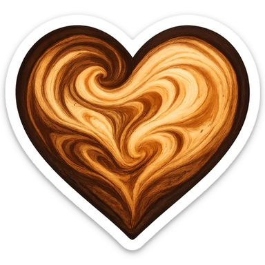 heart with a swirling espresso pattern, digital illustration, no background sticker