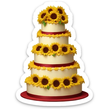 a wedding cake that is filled with sunflowers and roses  sticker