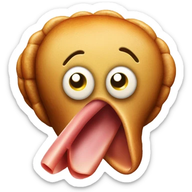 cooked turkey with emoji face tounge sticking sticker