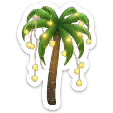 palm tree with string lights sticker