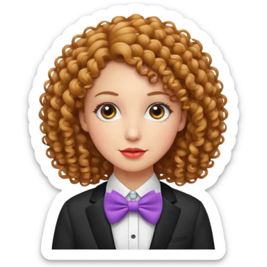 Curly-haired woman wearing bow ties sticker