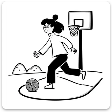 basketball girl player, February theme, play with heart sticker