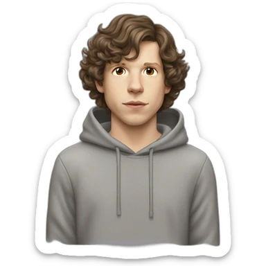 Jesse Eisenberg grey hoodie brown hair sticker