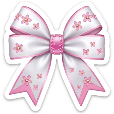 white sakura with a bow and sparkles sticker