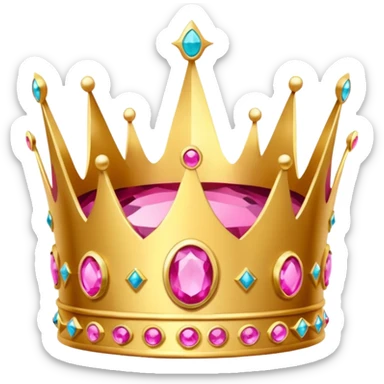A luxurious golden crown with pink accents and elegant details, featuring a prominent empty space  sticker