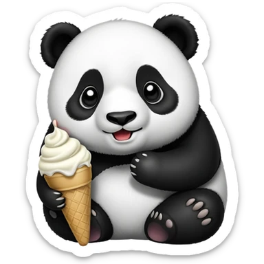 Panda eating ice cream sticker