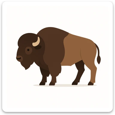 flat design style Bison white background sticker