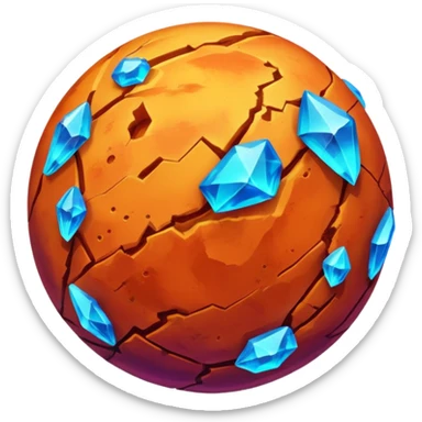 mars planet, surface covered in glowing crystals  sticker