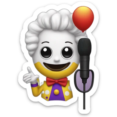 catalan radio presenter with radio station microphone in his hand dressed as clown sticker