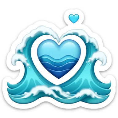 Waves with a blue heart sticker