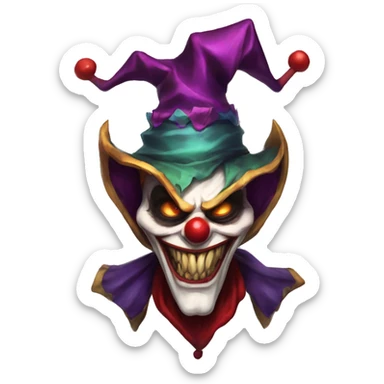 Shaco from league of legends , a jester demon. A face of a clown sticker