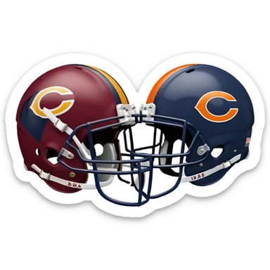 The Washington commanders football helmet and the Chicago Bears football helmet facing each other sticker