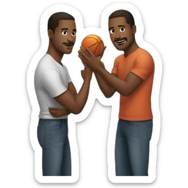 two guys doing hand singles saying no sticker