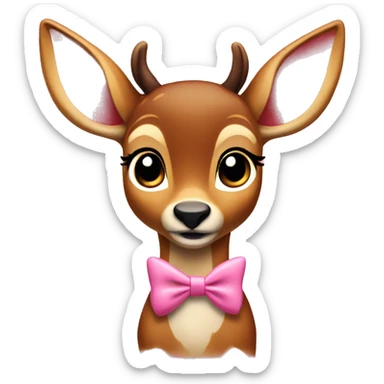 bambi with pink bow sticker