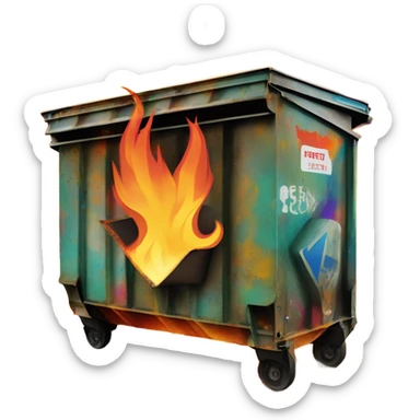 Happy dumpster fire sticker