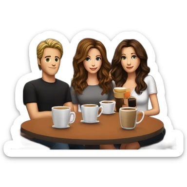 Ross, Rachel, Monica, Chandler, Joey, and Phoebe, all gathered for a coffee at Central Perk sticker