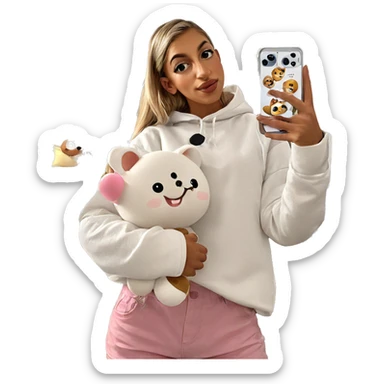 selfie with stuffed animal sticker