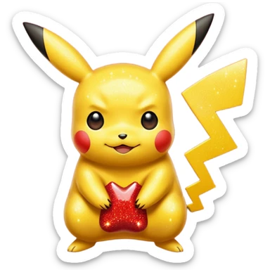 red glitter pikachu sticker