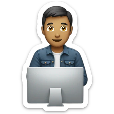 Homme mate  qui joue au pc sticker