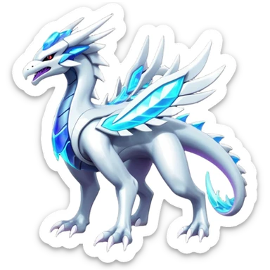 Futuristic Modern Epic Legendary Shiny Cyber-Suicune-Dialga-Reshiram-Creature, (full body) sticker