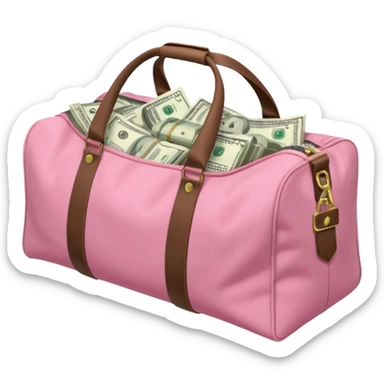  a pink duffle bag filled to the brim with cash sticker