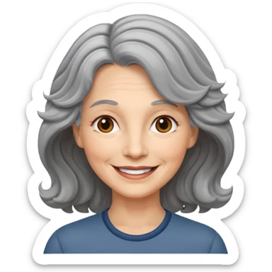 Femme 53 ans cheveux gris ondulés  sticker