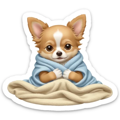Long haired chihuahua, beige, without white variations on head! Add white on chest and white socks, sleeping cutely under blanket sticker
