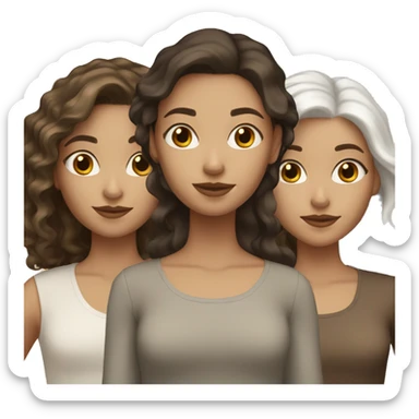 3 Sisters white skin Color they have dark brown hair, dark blonde hair and white hair  sticker