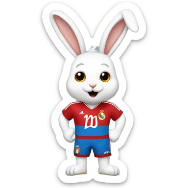 un lapin avec le maillot du réal madrid  sticker