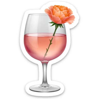 rosè wine with ice and an orange carnation pedal  sticker
