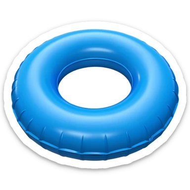 3D render of Inner Tube made of shiny inflatable vinyl, visible seam lines, air valve, highly reflective plastic texture, pool toy aesthetic. sticker