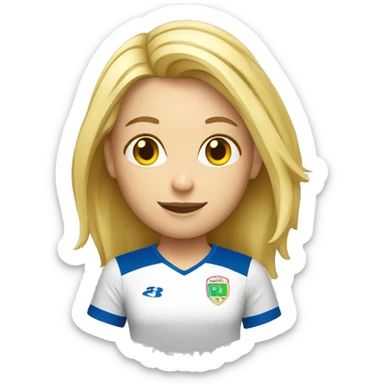 blond women with soccer  sticker