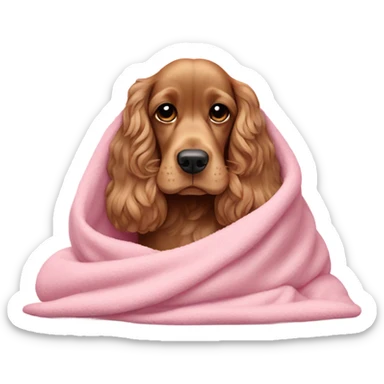Cocker spaniel in a pink blanket sticker