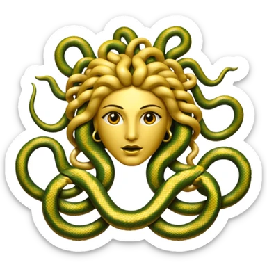 The Sicilian Medusa in gold, make the snakes more dramatic  sticker