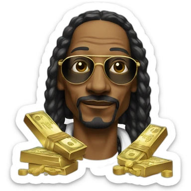 snoop dogg with gold and money sticker