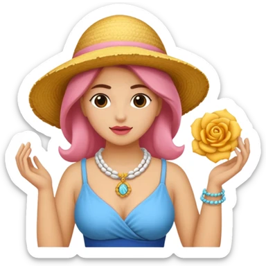 Rosa mujer comprando collares de concha marina 🐚  sticker