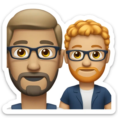 A fast food employee wearing fully dark blue and eyeglass and having a ginger hair and beard sticker